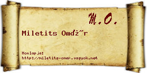 Miletits Omár névjegykártya
